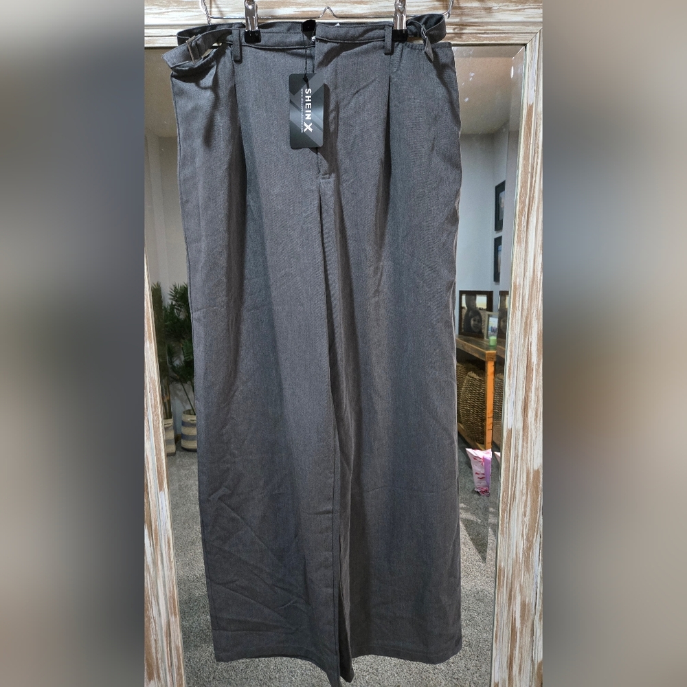 SHEIN Wide Leg Charcoal Dress Pants